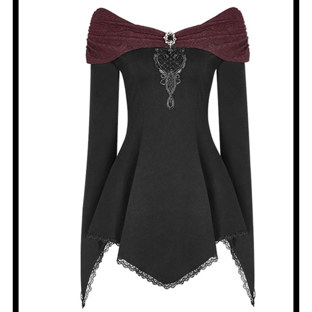 Whimsigoth Vampire Gothic Long Sleeve Shirt M Victorian Dark Fairy Festival
